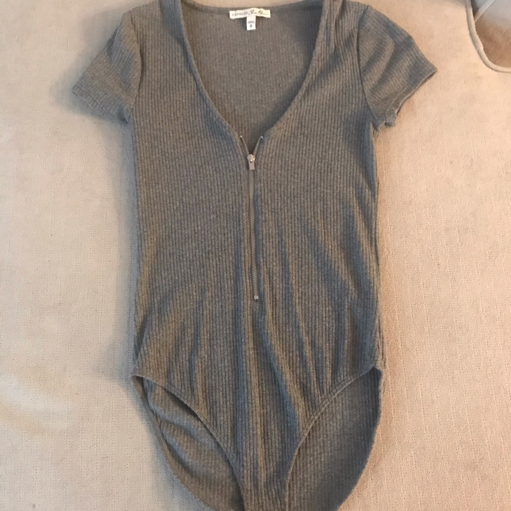Express grey ribbed bodysuit